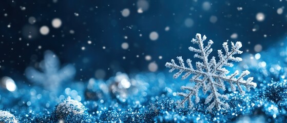 Fototapeta premium Simple and elegant winter snowflake design for a Christmas theme.