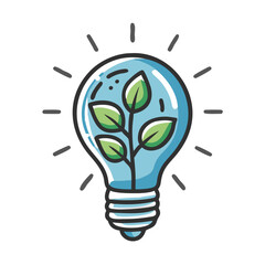 Lightbulb Vector Icon in Blue Tones, Eco-Friendly Energy Concept