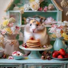 ドールハウスで暮らすハムスター