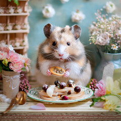 ドールハウスで暮らすハムスター