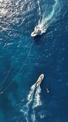 Obraz premium Aerial View of Boats in Clear Blue Water