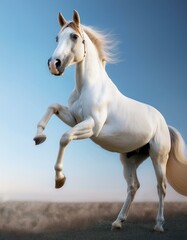 Obraz premium Un caballo realista. de cuerpo completo, de pie sobre las patas traseras.