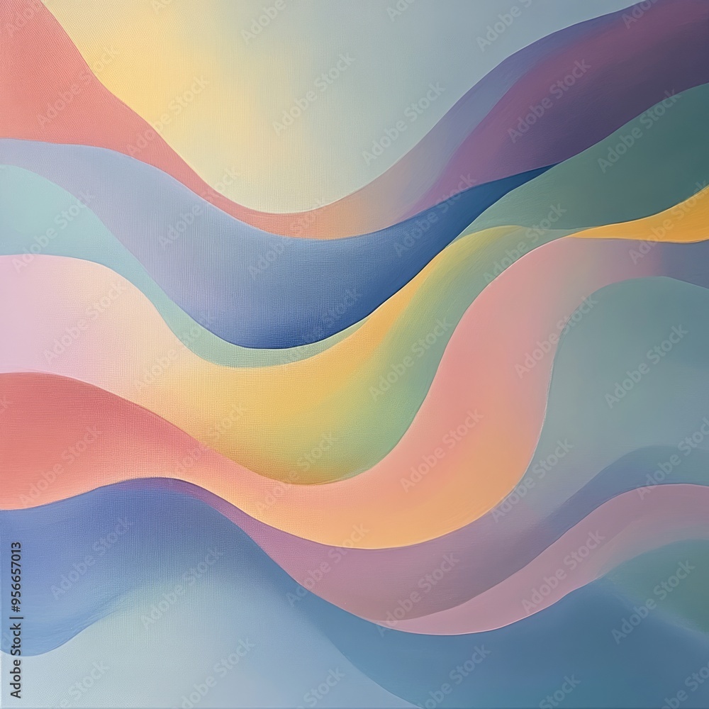 Canvas Prints Abstract background with colorful wavy lines in pastel colors.