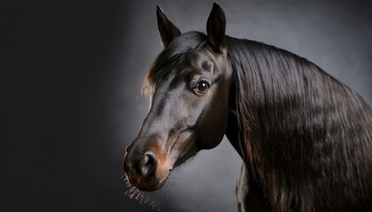UN caballo realista. El modelo del caballo se representa con una textura de pelaje negro