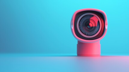 Digital surveillance camera monitoring data, cybersecurity, 3D illustration