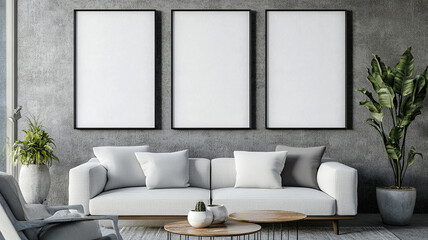 3 vertical blank frames on the wall