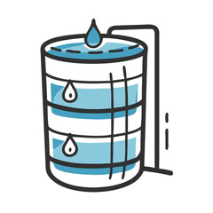 Rainwater Tank Vector Icon in Blue Tones, Sustainable Water Storage Concept