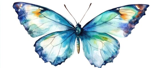 Obraz premium Watercolor painting of a butterfly on a white background