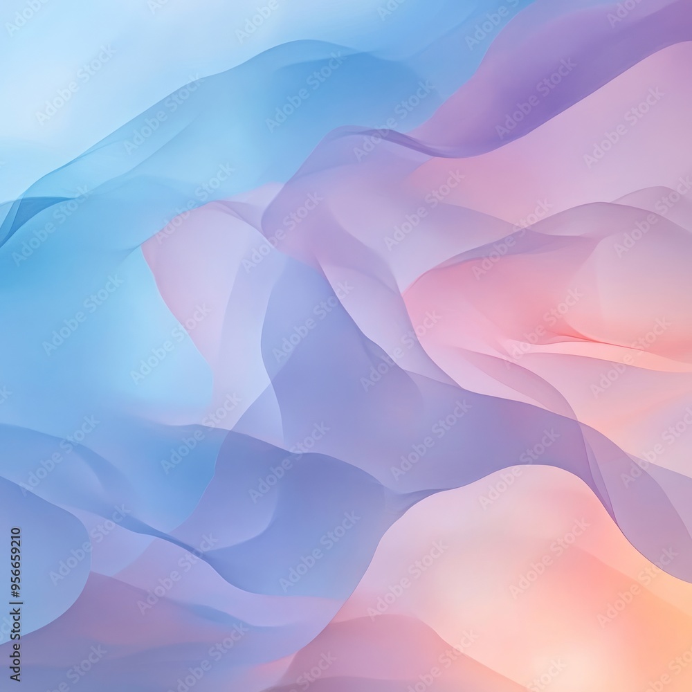 Sticker Abstract background with flowing pastel blue and pink colors.