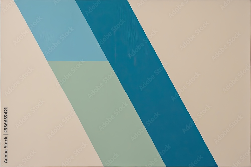 Poster light cerulean and soft beige artwork featuring angular design and cool color palette