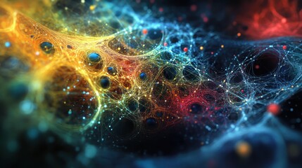 Obraz premium Abstract Colorful Web of Light and Dark - Futuristic Technology Background.
