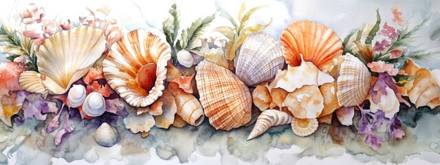 Watercolor Seashell Arrangement for Event Decor