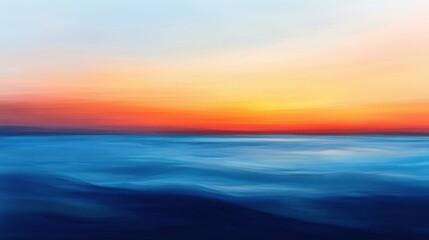 Fototapeta premium Abstract Sunset Over Water with Blue and Orange Hues.