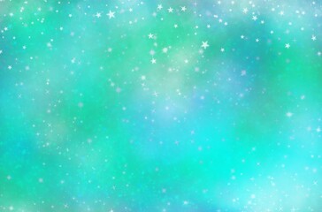 Background turquoise and blue starry  with scattered white stars.