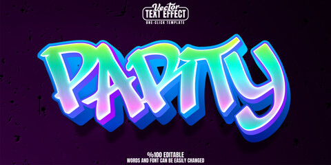 Party editable text effect, customizable graffiti and street 3d font style