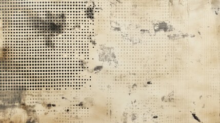 Fototapeta premium Old newspaper halftone paper dotted pattern texture beige background. Vintage background