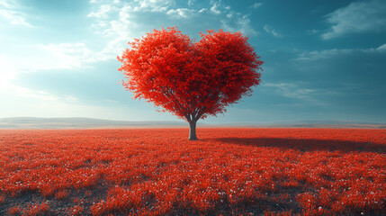 Beautiful heart shaped tree under blue sky
