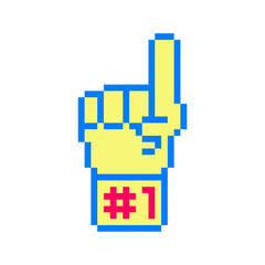 supporter hand pointing up gesture pixel art