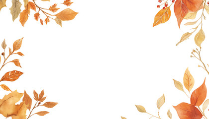 Elegant autumn frame with watercolor leaves. Perfect for seasonal decorations, invitations, or digital designs featuring fall foliage.