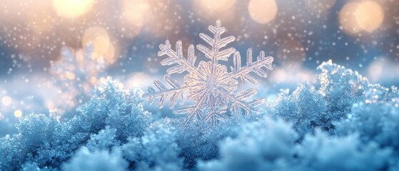 Soft and delicate winter snowflakes on a minimal Christmas-themed background.