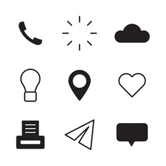 Communication and technology icons. Simple black and white design. Vector illustration.