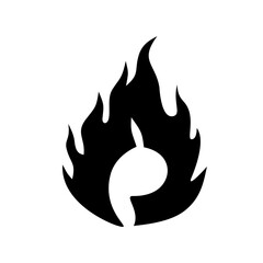 fire icon silhouette vector illustration on a white background.