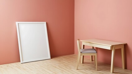 Elevate Your Space with Minimalism: Home Staging and Stylish Interior Featuring Artwork Mockup on Wall and Sleek Blank Poster Frame for Art