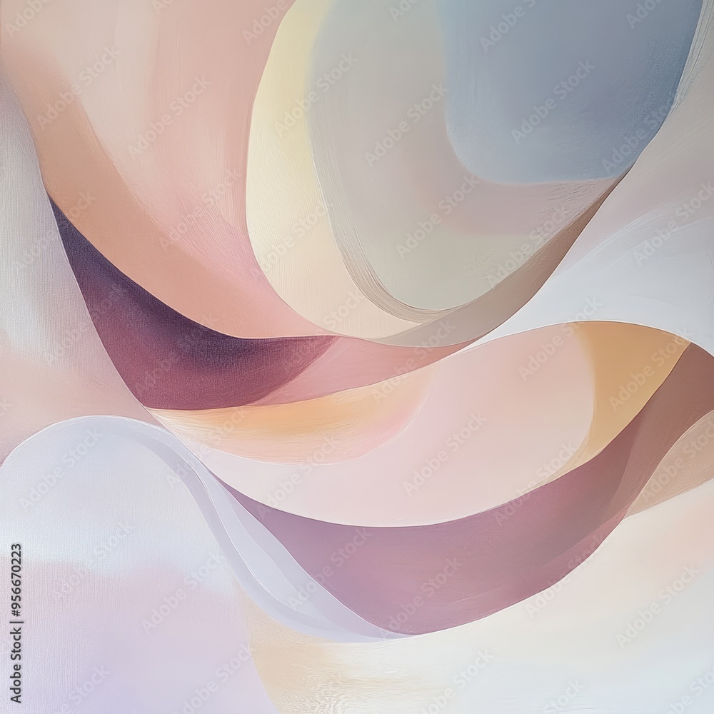 Wall mural Abstract background with pastel shades and flowing lines.