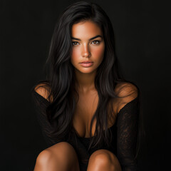 Fototapeta premium frau mit dunklen haaren portrait latina südländischer look