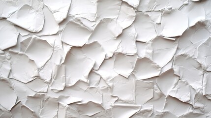 Fototapeta premium Crumpled white paper texture creating an abstract pattern with shadows and highlights 