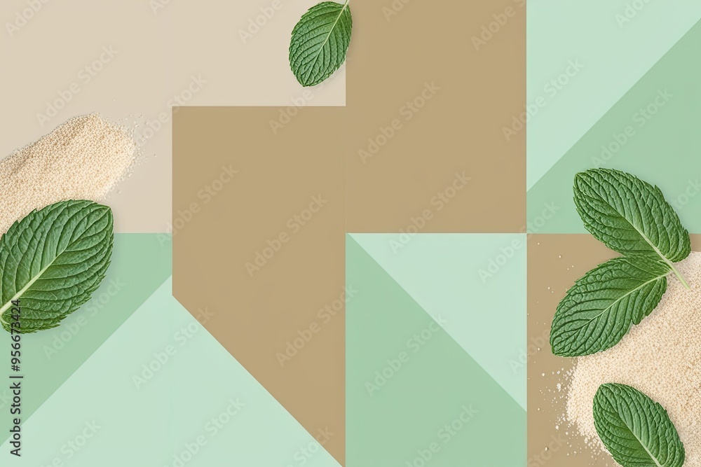 Poster Refreshing Mint and Soft Sand Gradient Layout with Diagonal Organic Design