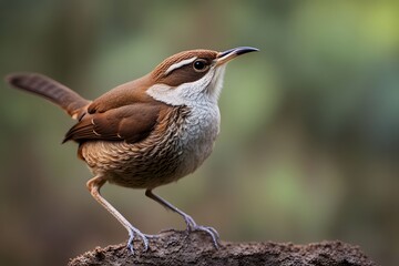 Fototapeta premium Giant wren bird blurry nature background, Ai Generated