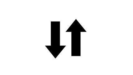 Swipe up and down black arrow animation on a white background. Up-down arrow loading seamless loop into alfa channel