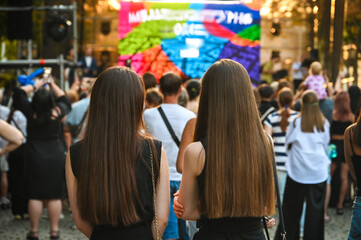 Fototapeta premium People at an open-air concert, Ukraine