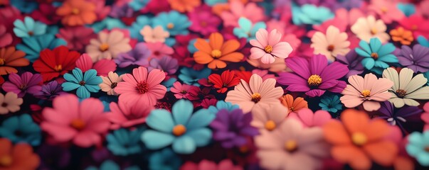 A vibrant display of colorful flowers in various shades, creating a stunning floral background full of life and beauty.