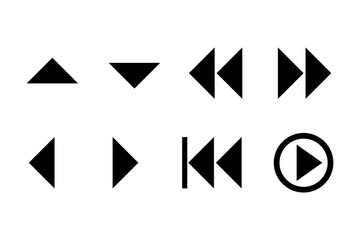 Media control icons. Play, pause, stop, forward, rewind symbols. Vector interface set.
