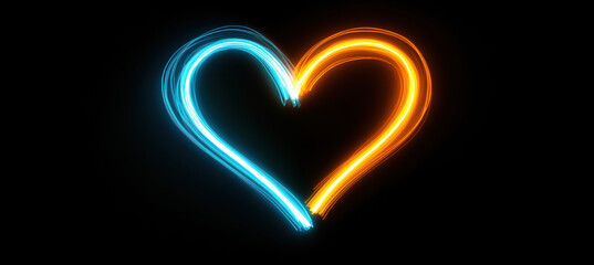 Heart-Shaped Neon Rays on Black