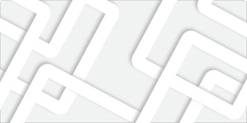 White abstract geometric background with white paper sheets soars as abstract spaces with rectangles, parallel stripes, perspective, shadows in simple strict modern material in triangle and square.	