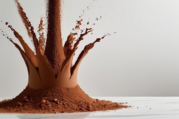 Stunning Cocoa Powder Explosion Against Pure White Background