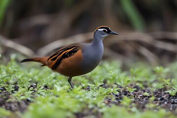 Obraz premium Guam rail bird blurry nature background, AI Generated