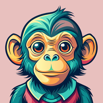 open layer vector of cute baby monkey 