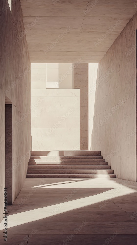 Poster minimalist architectural design featuring clean lines and soft shadows.