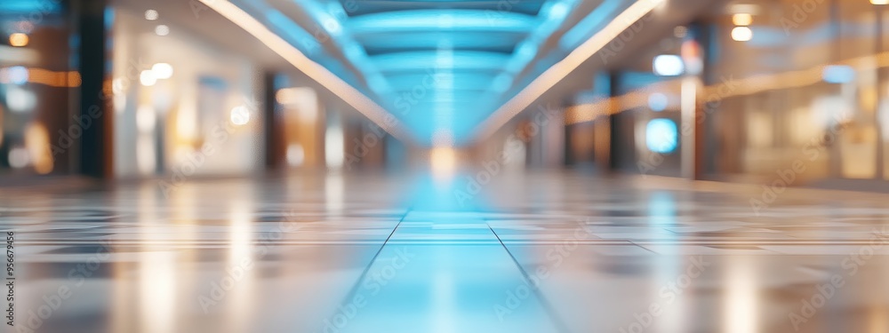 Poster 3d rendering of an abstract blurred and defocused interior of a department store shopping mall for b