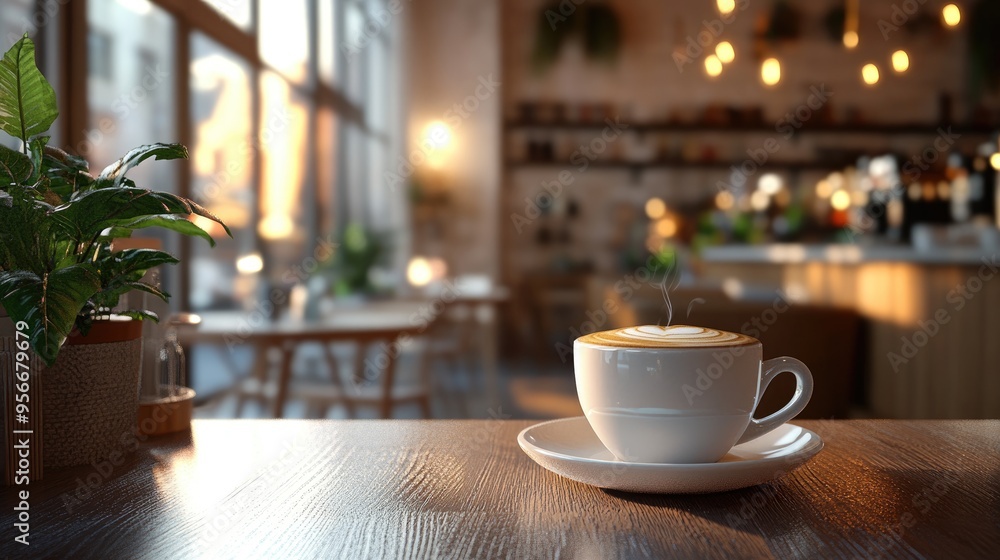 Poster 3d rendering of a delightful coffee in a cozy cafe setting