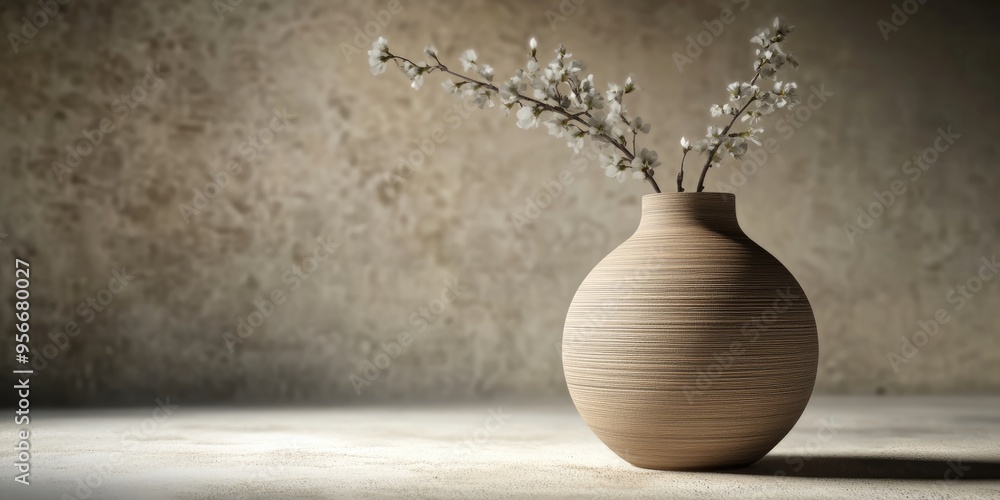 Poster 3d rendering of a handmade vase in a studio setting