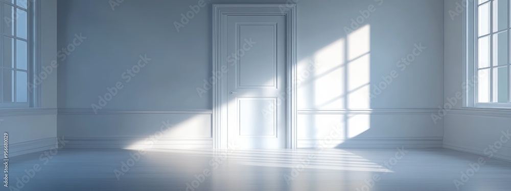 Poster empty room with door 3d rendering