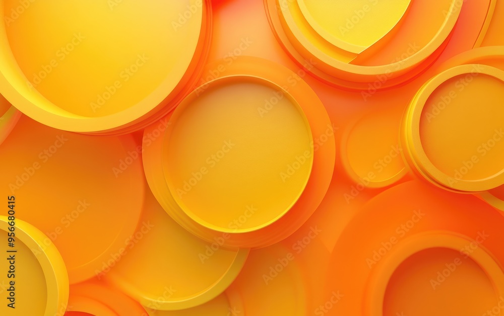 Aufkleber 3d rendering of an abstract background featuring orange and yellow circular shapes