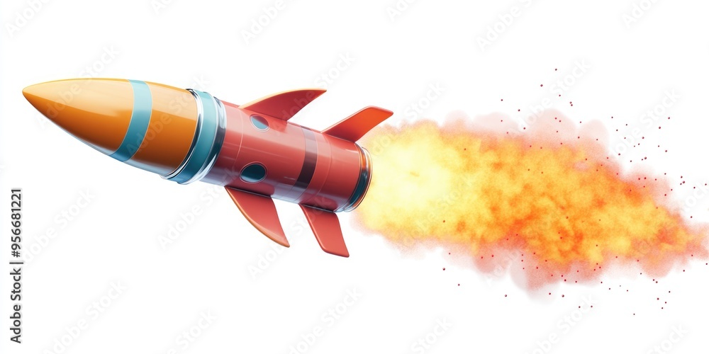 Poster raster 2021 fireworks rocket illustration in a 3d cartoon rendering an isolated illustration on a wh