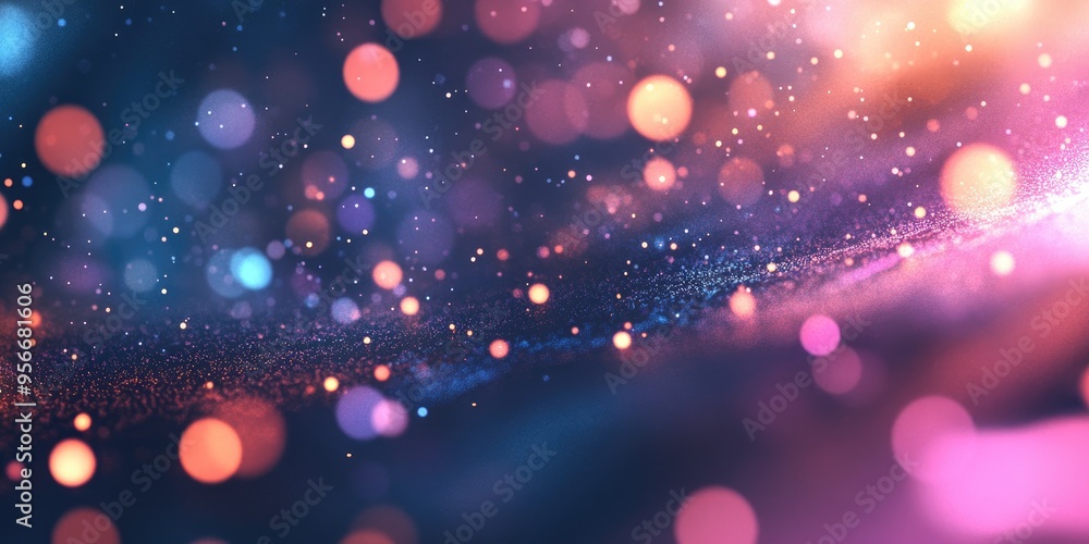 Poster Abstract light bokeh background featuring defocused light dots in a 3D cartoon rendering