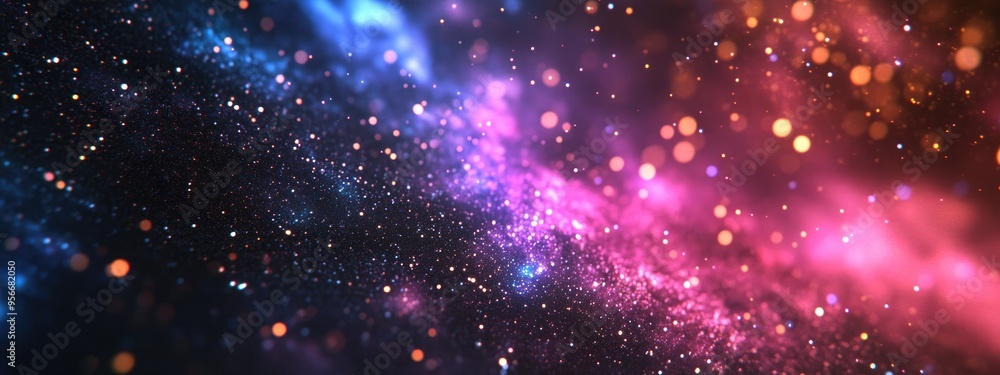 Poster cartoon rendering in 3d of a starfield located in deep space light years away from earth